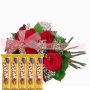 Cadbury 5Star & Romantic Red Roses Bouquet - with a dozen of roses & Lovely Dairy Milk Treat