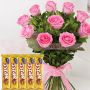 Pretty Pink Roses Bouquet with lovely Cadbury 5Star treat 