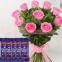 Pretty Pink Roses Bouquet with lovely Dairy milk treat 