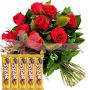 Stunning Red Roses With Lovely Cadbury 5Star Treat