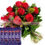 Stunning Red Roses With Lovely Dairy Milk Treat