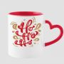Ho! Ho! Ho! Christmas Mug with Red Heart shaped handle