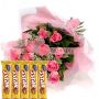A bunch of Pink Roses - with a dozen of roses & Lovely Dairy Milk Treat