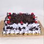Black Forest Square Cake with Red Cherries on Top