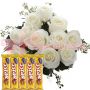 A bunch of White Roses - with a dozen of roses & Cadbury 5Star treat 