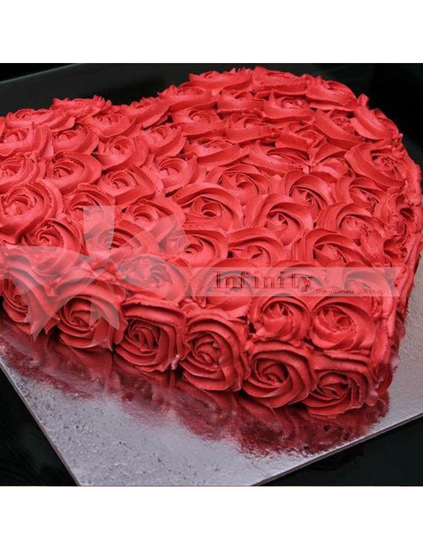 Send Fresh baked irresistible Heart Roses Cake - Infnity Gift Shop